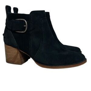 UGG Leahy Womens Size US 8 Black Suede Chunky Heel Size Zip Booties EUC